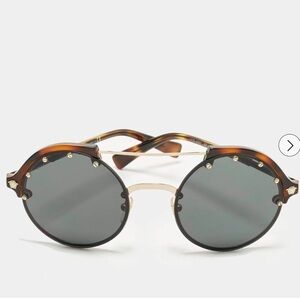 New Versace Medusa Round Tortoiseshell & Gold Frame Sunglasses - Brown